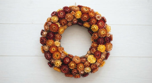 Golden Autumn Strawflower Wreath