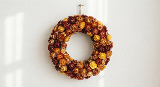 Golden Autumn Strawflower Wreath
